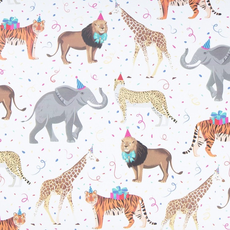 Presentpapper Djungeldjur på kalas, 2 meter