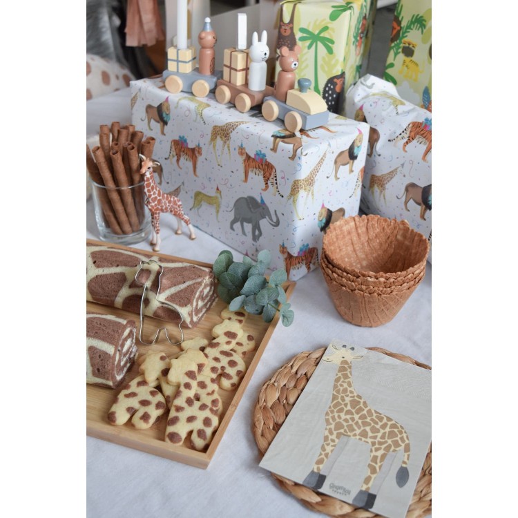 Presentpapper Djungeldjur på kalas, 2 meter bild 2