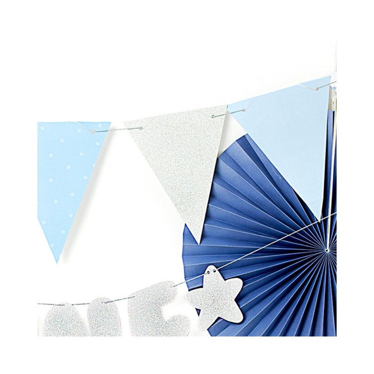 Pappersvimplar Ljusblå och silver bild 3