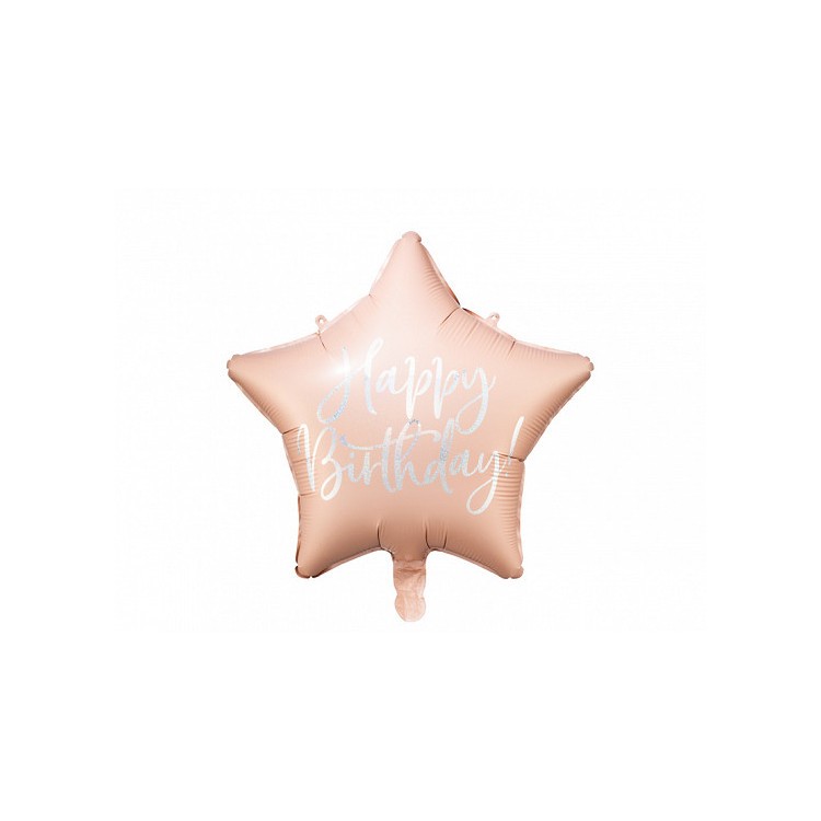 Folieballong Happy Birthday Ljusrosa