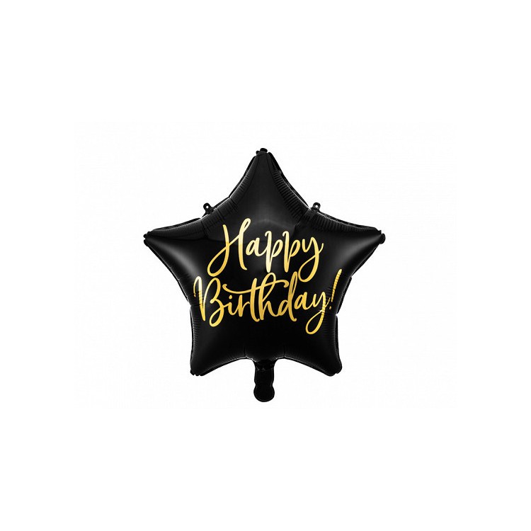 Folieballong Happy Birthday Svart
