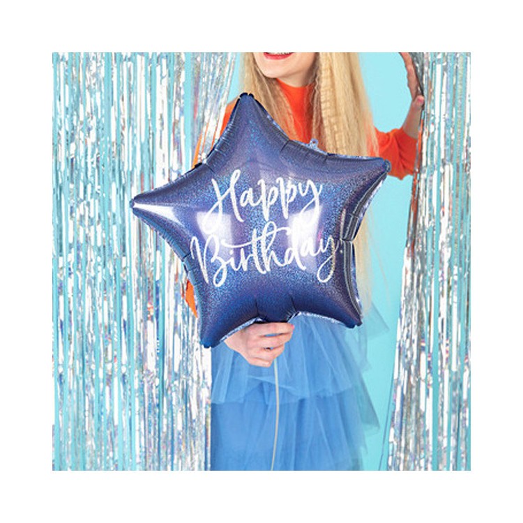 Folieballong Happy Birthday Blå bild 2