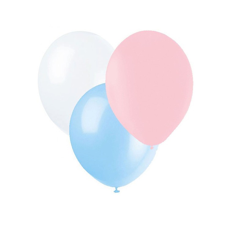 Ballonger Ljusblå, Vit och Rosa