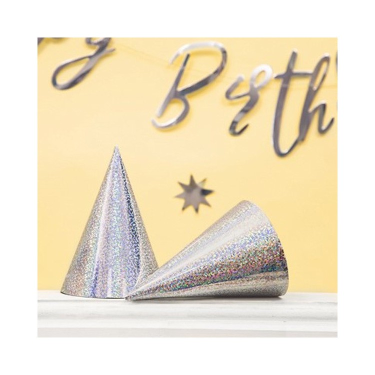Partyhattar Silver Holografisk bild 2