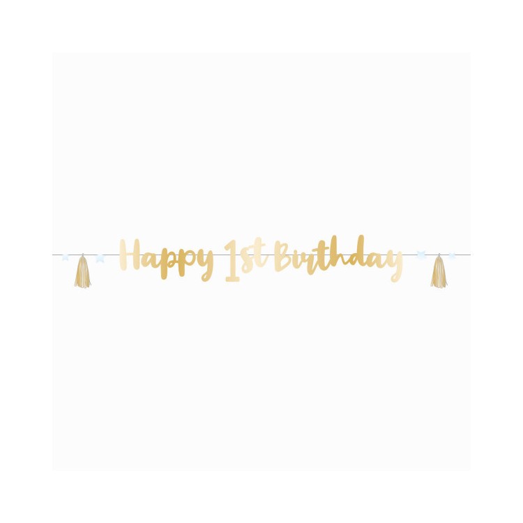 Girlang Happy 1st Birthday - Ljusblå