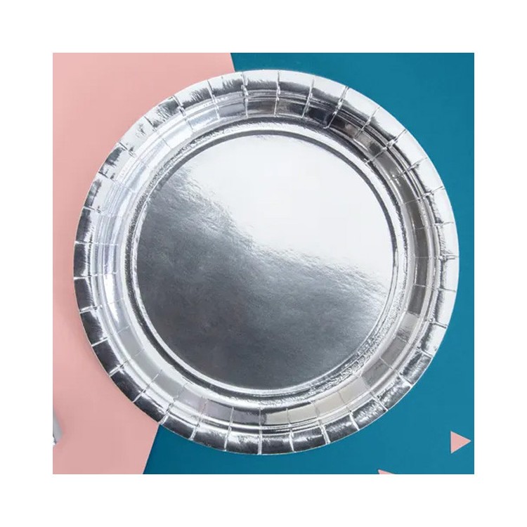 Papperstallrikar Högblank Silver