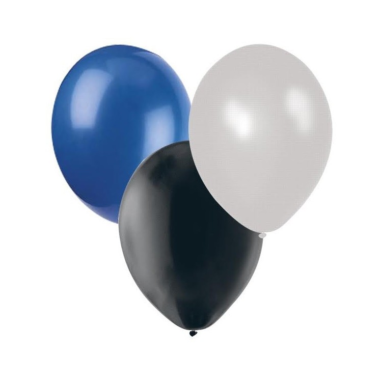 Ballonger Svart, Blå, Silver