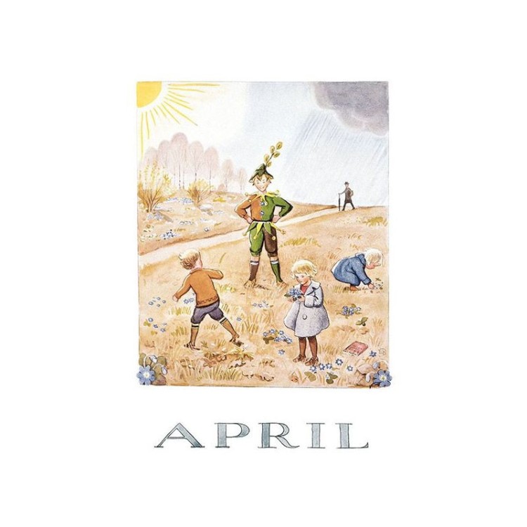 Vykort April Elsa Beskow