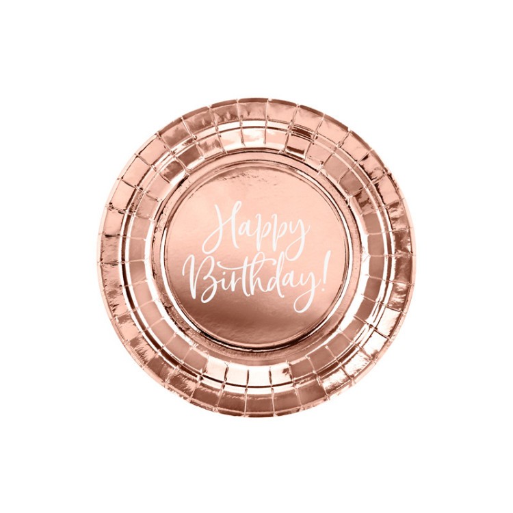 Pappersassietter Roséguld Happy Birthday bild 2
