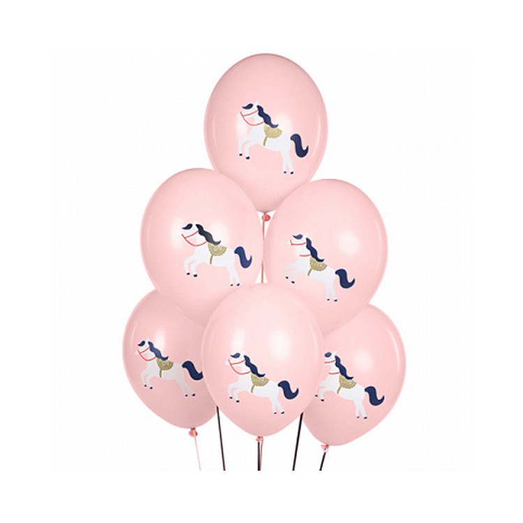 Rosa Ballonger med Häst