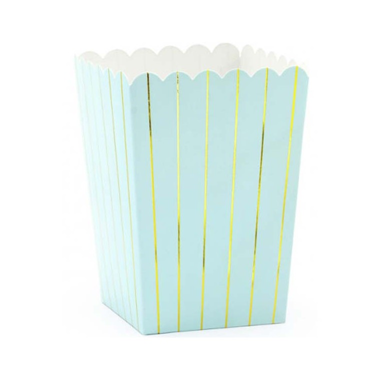 Popcornbägare Ljusblå med Guldränder