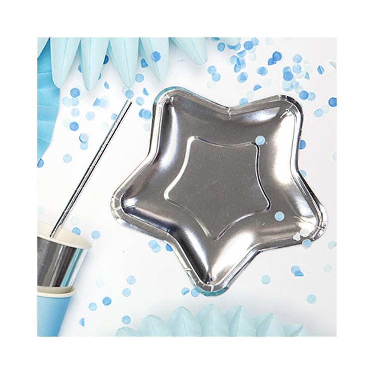 Pappersassietter Stjärna Silver bild 2