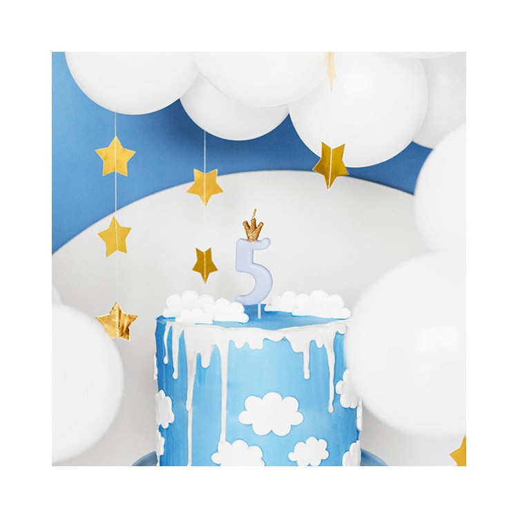 Tårtljus 5, Ljusblå med Krona