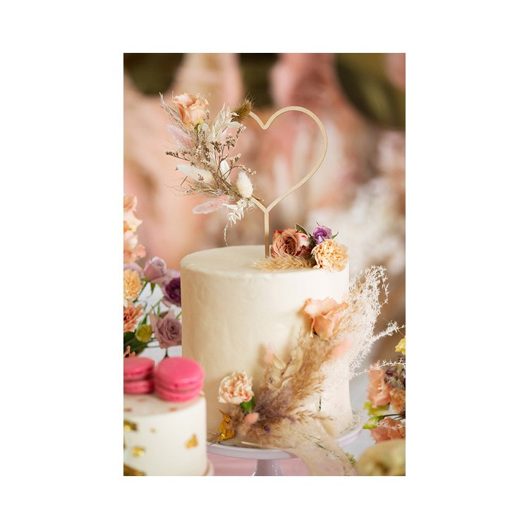 Cake Topper Hjärta - Trä bild 2