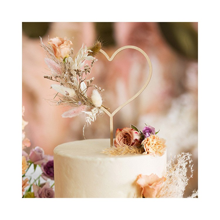 Cake Topper Hjärta - Trä bild 3