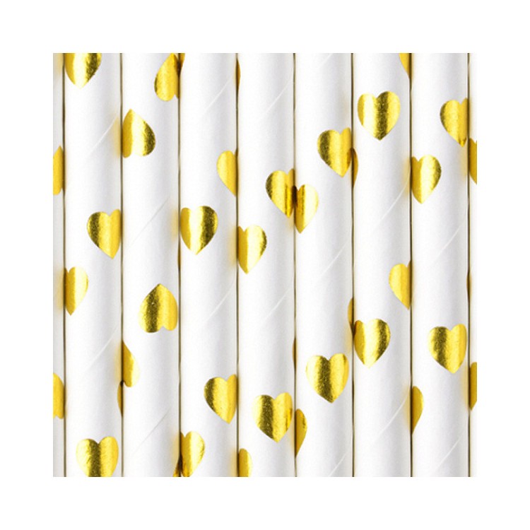Papperssugrör Hjärtan Guld