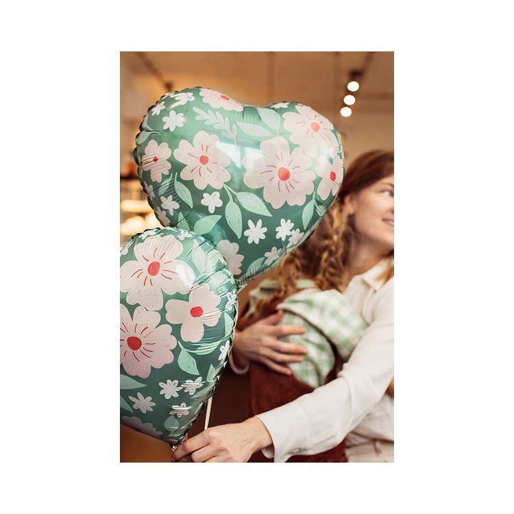 Folieballong Hjärta med Blommor bild 2