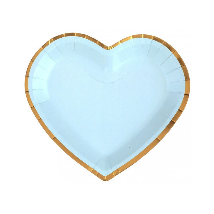 Papperstallrikar Hjärtformade 10-pack Ljusblå