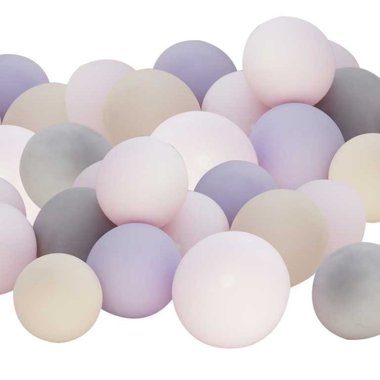 Miniballonger Rosa, Lila, Grå, Nude 40-pack