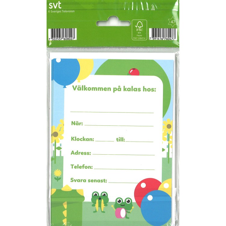 Kalasinbjudan Bolibompa 8 st med kuvert