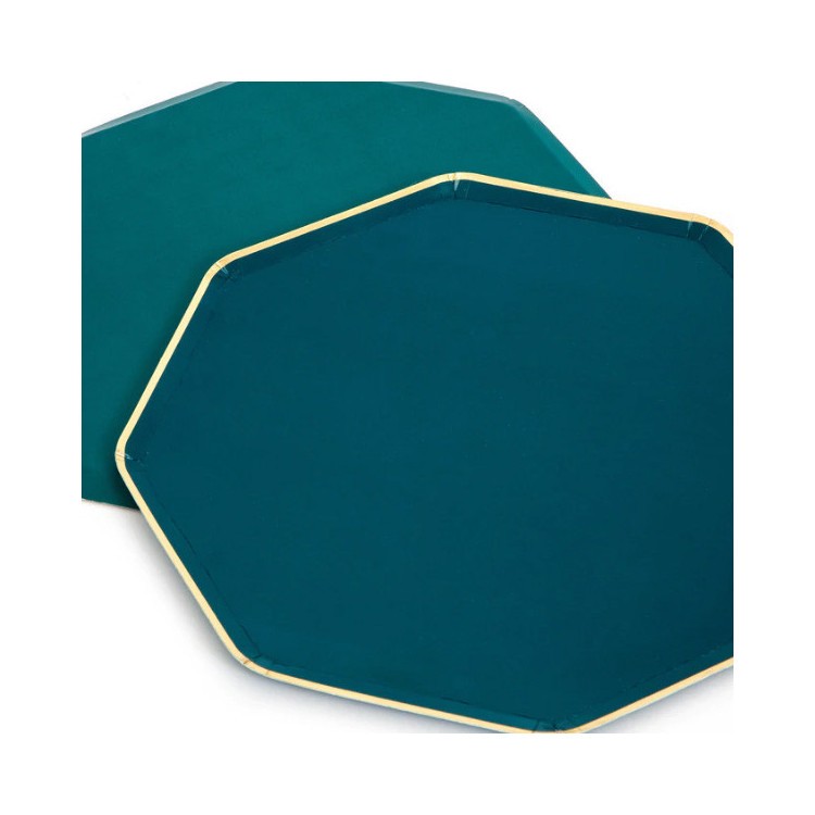 Pappersassietter Turkos med Guldkant 8-pack - Meri Meri bild 2