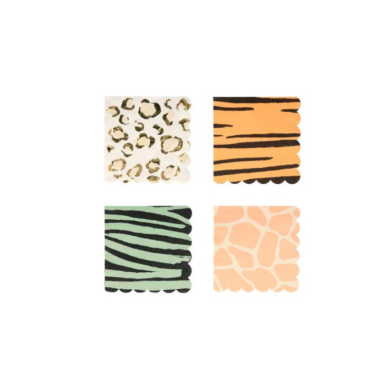 Kaffeservetter Djurmönster 16-pack - Meri Meri