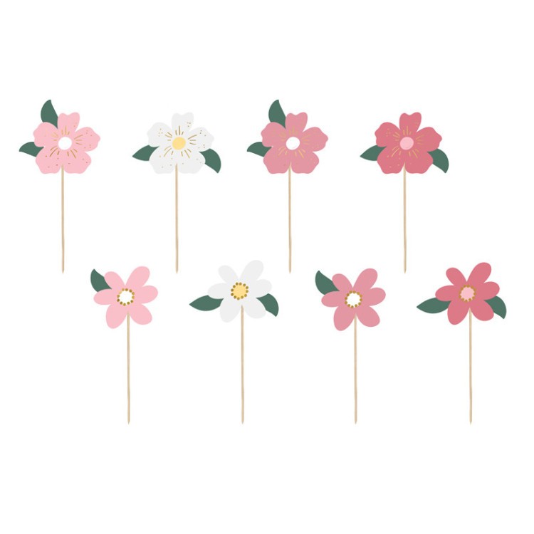 Cake Toppers Blommor 8-pack