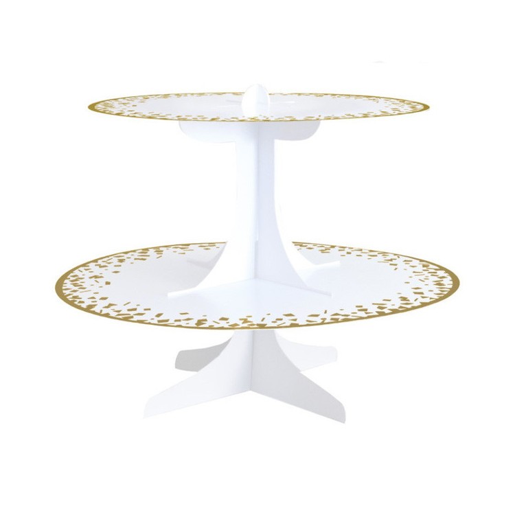 Våningsfat Papp Vitt med Guld