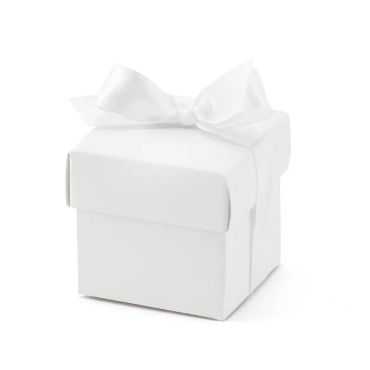 Gåvoask Vit med Sidenband 10-pack