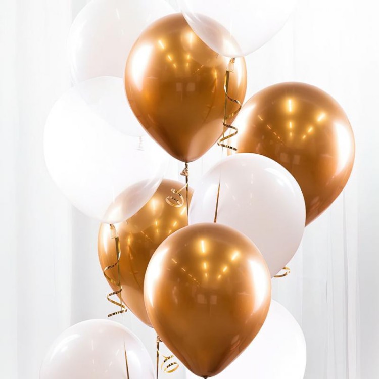 Ballongbukett Guld Chrome med tyngd och snöre