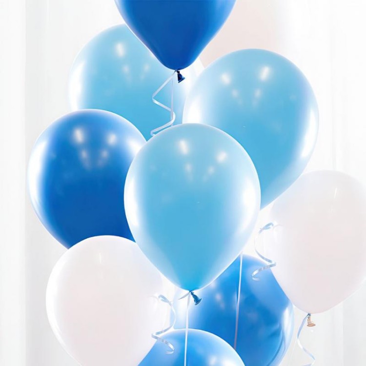 Ballongbukett Blå Mix med tyngd och snöre