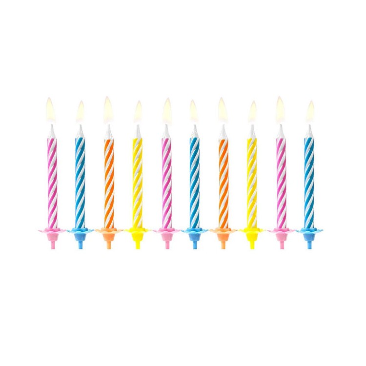 Tårtljus Randiga 10-pack