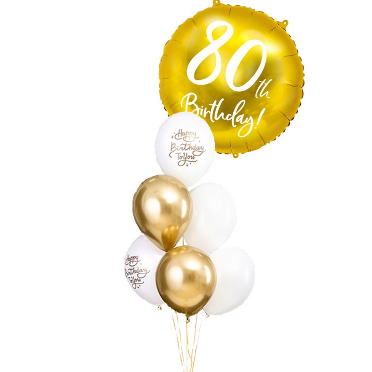 Ballongbukett Guld 80 år