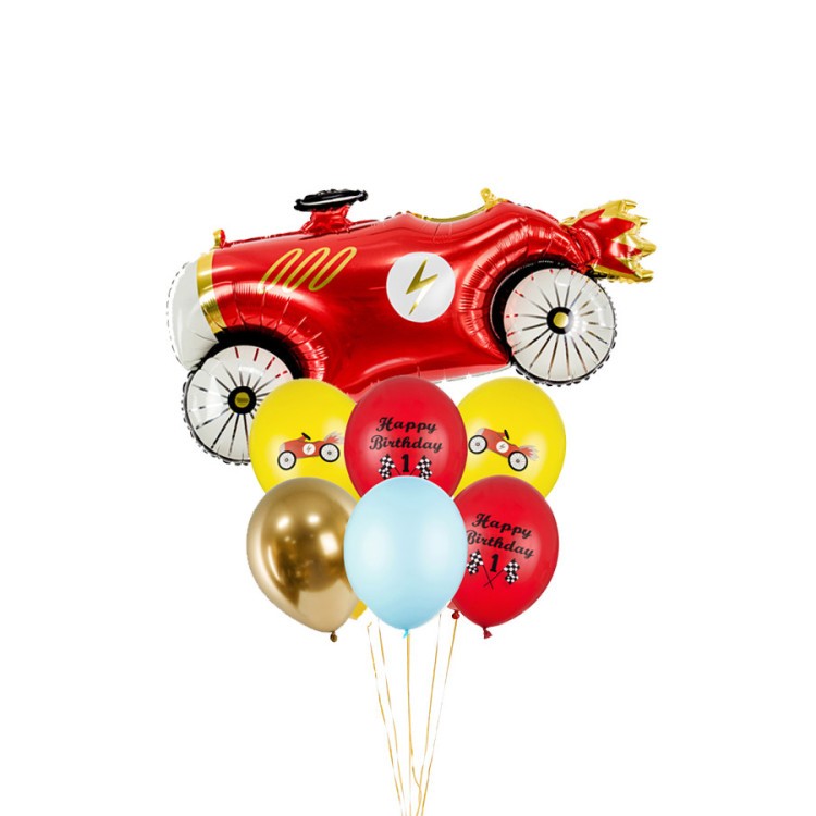 Ballongbukett Röd Bil