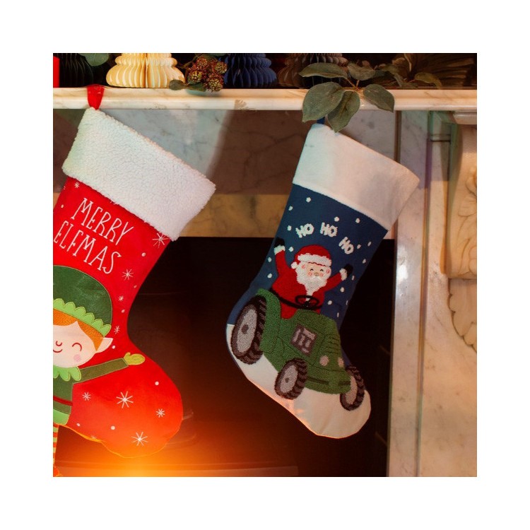 Juldekoration Julstrumpa Tomte på Traktor bild 2