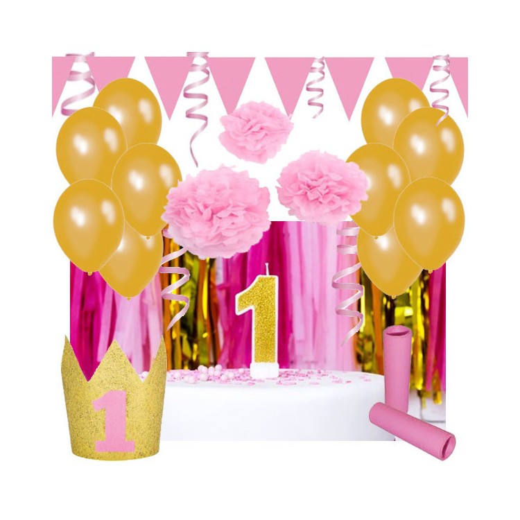 Dekorationspaket 1 År Rosa