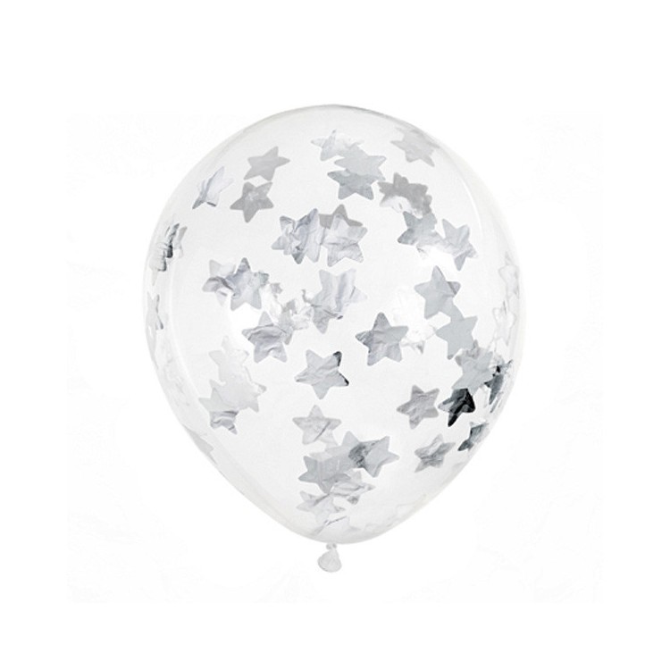 Konfettiballonger Silverstjärnor