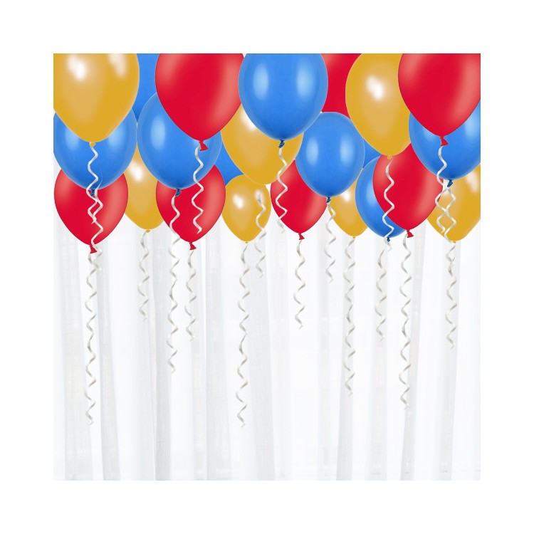 Takballonger, guld, röd, blå