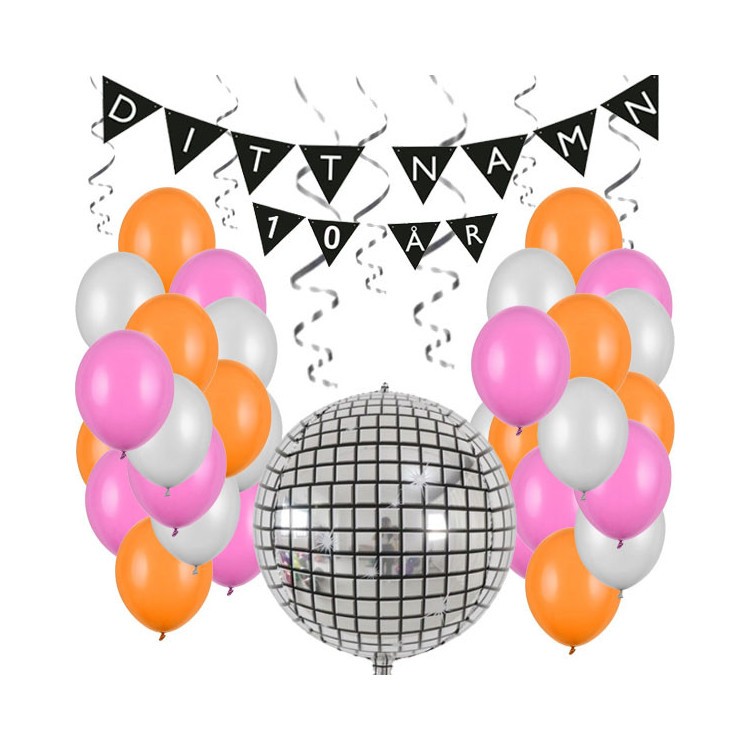 Personligt dekorationskit Disco kalas