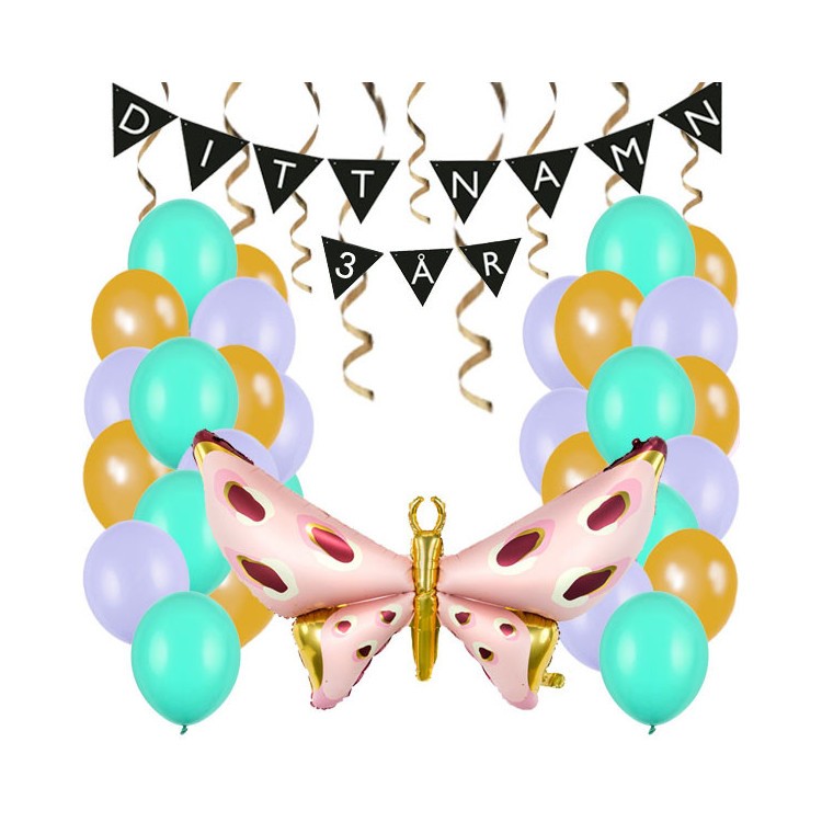 Personligt dekorationskit Fjärilskalas