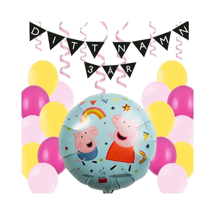 Personligt dekorationskit Greta gris kalas bild 2