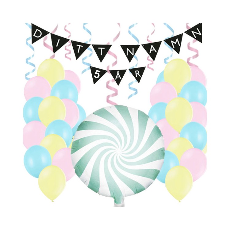 Personligt dekorationskit Pastell kalas