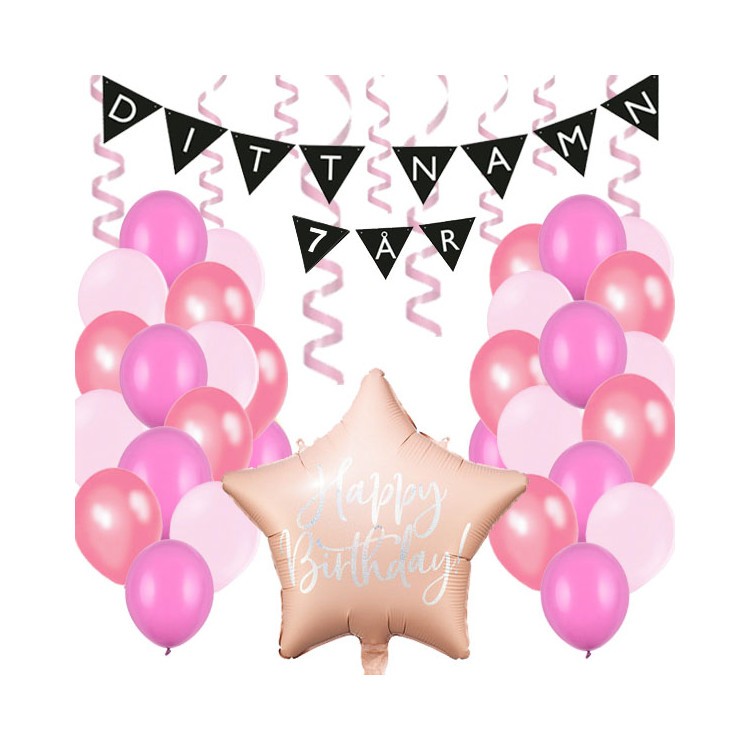 Personligt dekorationskit Pastellrosa kalas