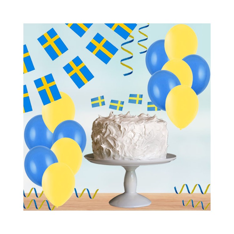 Dekorationskit svenska flaggan gul&blå