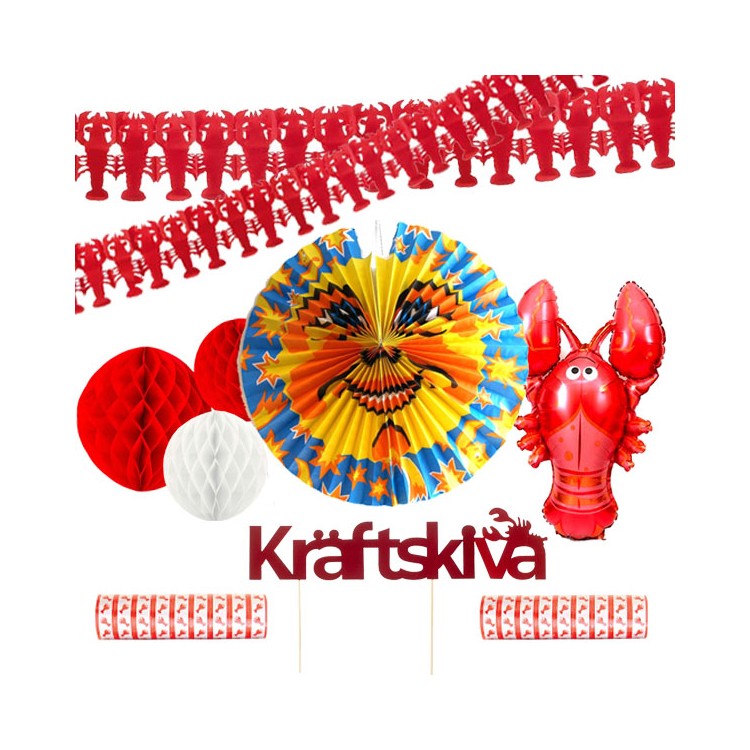 Kräftskiva dekorationer, paket med cake topper