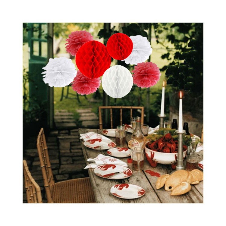 Kräftskiva takdekorationer röd/vit