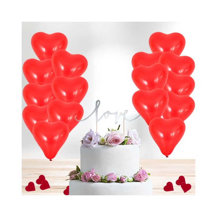 Dekorationer love röd/silver