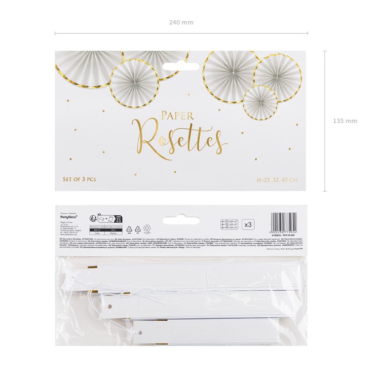 Pappersmåne 3-pack Vit med guldkant bild 2