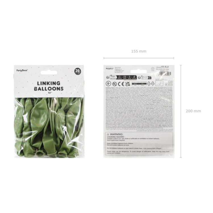 20-pack Länkande ballonger, olivgrön bild 5