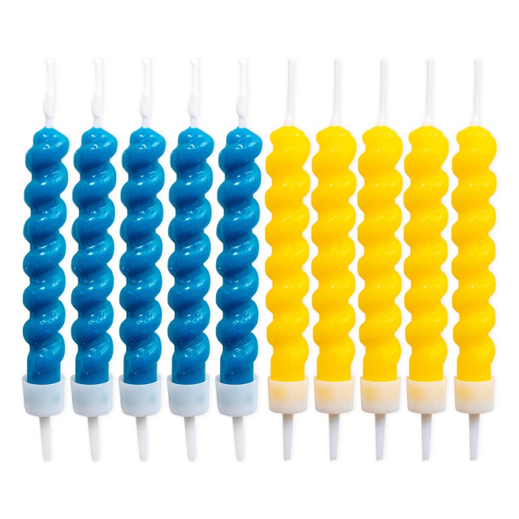 Tårtljus tvistade blå/gul